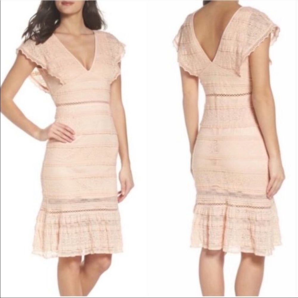NEW Foxidox Lace Midi Dress Peach Blush M